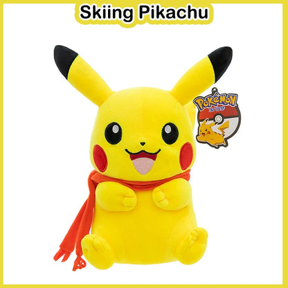 Pokemon Pikachu Plush Toys Anime Pokémon Plushie Dolls 25cm Kawaii Stuffed Pillow Skiing Pikachu Christmas Gifts for Childrens