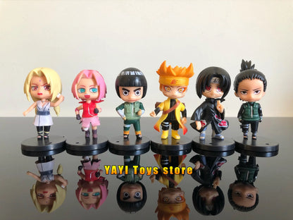 New 12pcs/set Anime Figure Naruto Shippuden Hinata Sasuke Itachi Kakashi Gaara Action Figure Q Version PVC Figures Toys  Gift