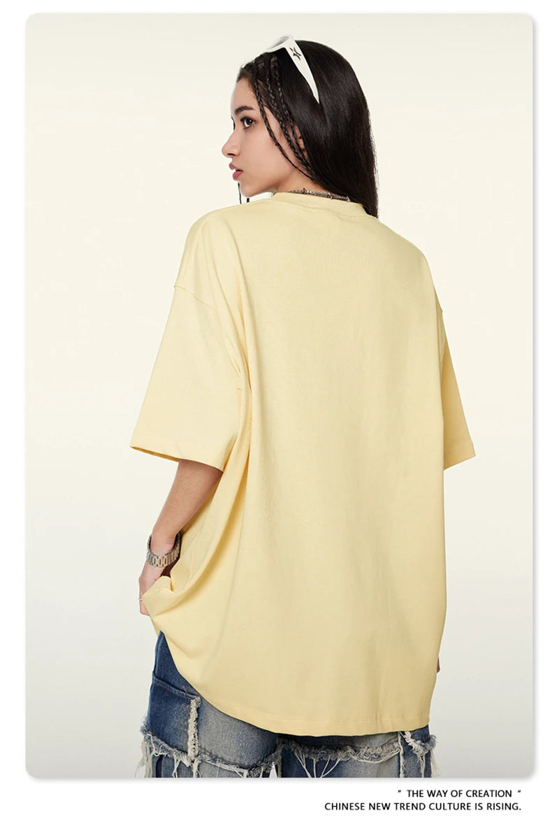 ZODF 2024 Heavy-Weight 345gsm Basic Solid T-Shirts For Men Unisex Women Summer Loose 100% Cotton T Shirt Brand Clothes HY0771