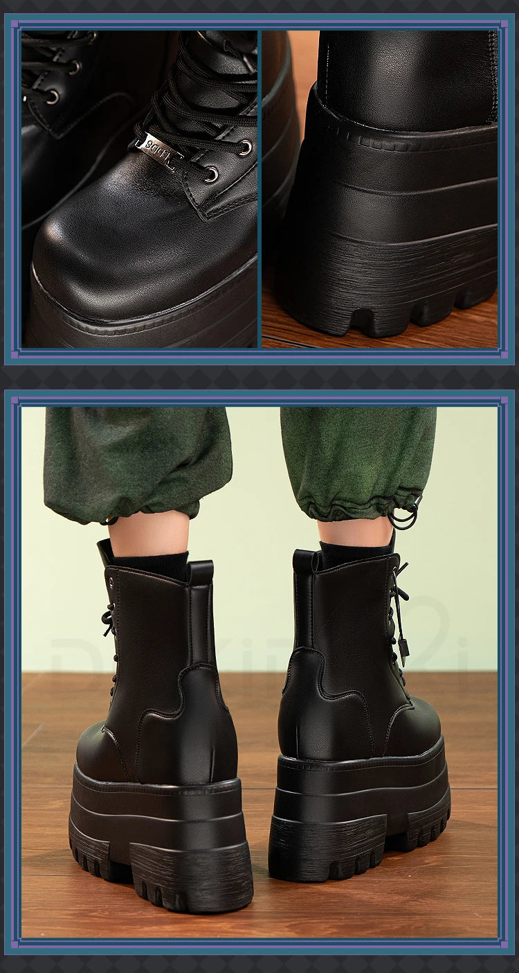 IN STOCK Men Women Cosplay Props 19cm Heightening Shoes DokiDoki Men Daily Black White 15cm Leather Shoes Halloween Cosplay