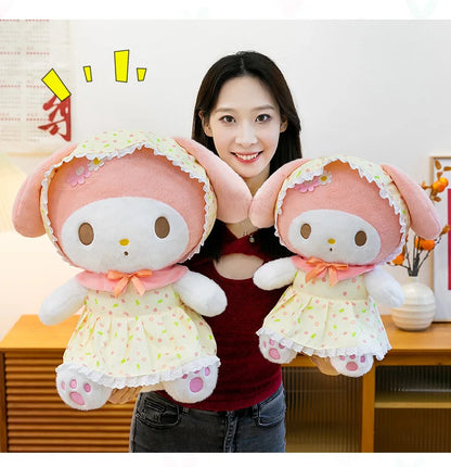 Cute Pastoral Girl Plush Toy Pink My Melody Doll Sleeping Hugging Gift for Kids Birthday Christmas Present for Girls Comforting