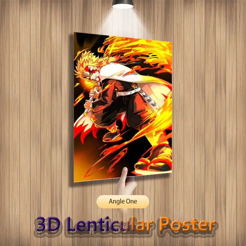 Anime Demon Slayer Rengoku Akaza 3D Motion Lenticular Poster For Room Decor Art Print(Without Frame)