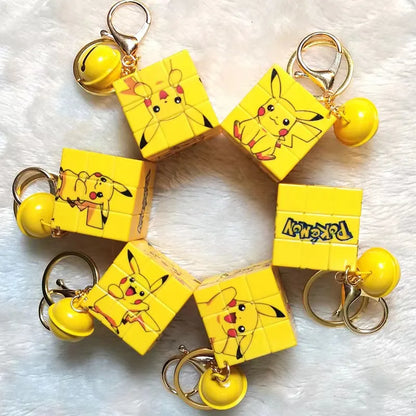 Pokemon Pikachu Mini Rubik's Cube Keychain Pendant Cute School Bag Pendant Thinking Cartoon Puzzle Kawaii Children Toys