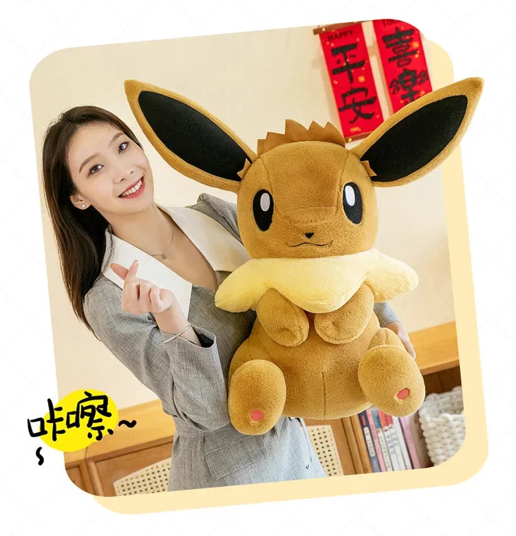 50/60/75CM Pokemon Eevee Plushies Cartoon Anime Kawaii Big Size Ornament Peluche Children Toy Stuffed Comfortable Soft Doll Gift