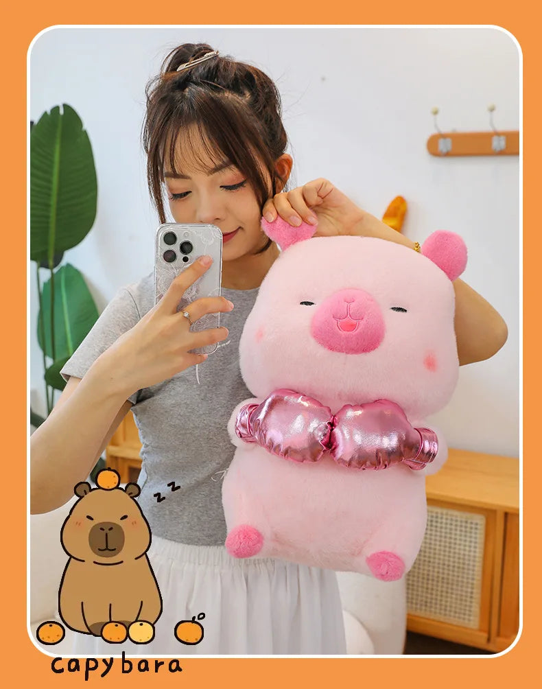 Plush Capybara Boxing Toy Stuffed Animal Cute Cuddly Pillow Decor for Kids Birthday Xmas Gift Wholesale Plush Toy Stuffed Animal