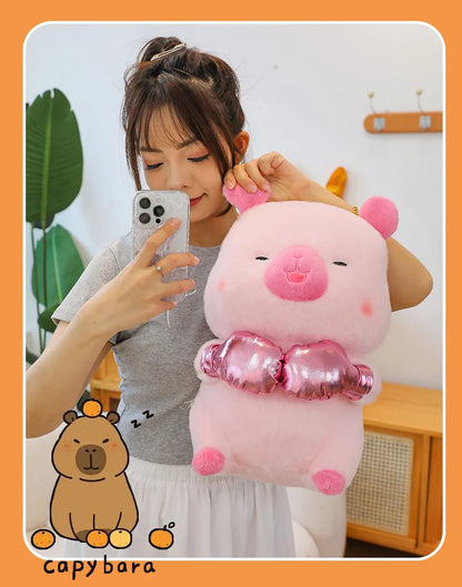 Plush Capybara Boxing Toy Stuffed Animal Cute Cuddly Pillow Decor for Kids Birthday Xmas Gift Wholesale Plush Toy Stuffed Animal