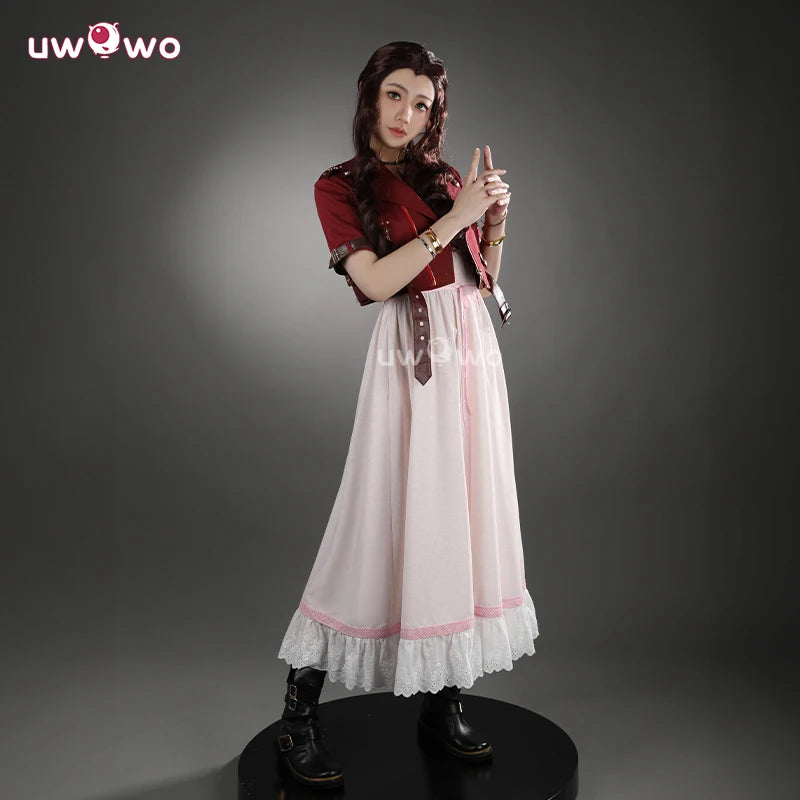 UWOWO Collab Series: FF- 7 Aerithh Cosplay Costume Pink Dress Cosplay Long Dress Halloween Costume