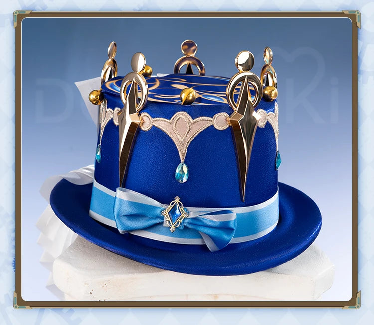 IN STOCK Focalors Furina Hat Game Genshin Impact Cosplay DokiDoki Fontaine Furina Hydro Women Blue Hat Metal Accessories Cosplay