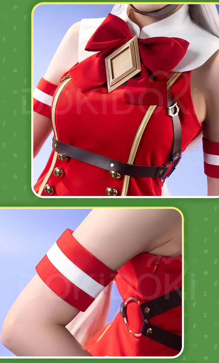 IN STOCK Gold Ship Cosplay Costume Game【XS-3XL】DokiDoki-R Women Cute Red Uniform Gold Ship Cosplay Ears Tail Plus Size