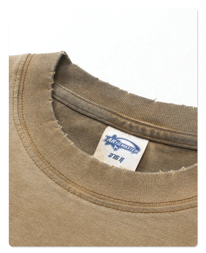 ZODF New 2024 Autumn Washed 100% Cotton T-Shirt For Men Unisex Loose Distressed 275gsm O Neck T Shirts Brand Tops HY0924