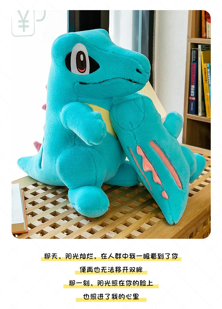 80CM Big Size Pokemon Totodile Plushies Waninoko Peluche Cartoon Anime Kawaii Ornament Comfortable Soft Doll Children Toy Gift