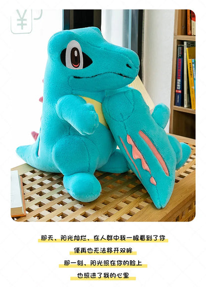 80CM Big Size Pokemon Totodile Plushies Waninoko Peluche Cartoon Anime Kawaii Ornament Comfortable Soft Doll Children Toy Gift