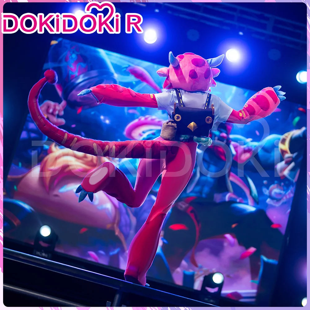 Neekoo Cosplay Costume Game Cosplay DokiDoki-R Neekoo Skin Super Fan Cosplay Women Cute Red Plush Costume Tail