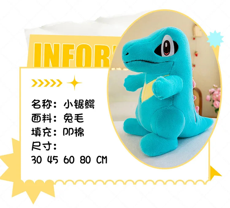 80CM Big Size Pokemon Totodile Plushies Waninoko Peluche Cartoon Anime Kawaii Ornament Comfortable Soft Doll Children Toy Gift