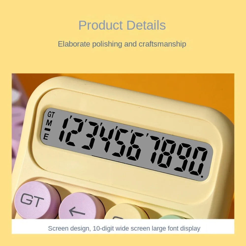 Keyboard Calculator Office 10-digit Mechanical Buttons Calculator Cute Candy Color School Supplies Students/Finance Stationery