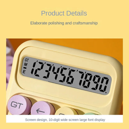 Keyboard Calculator Office 10-digit Mechanical Buttons Calculator Cute Candy Color School Supplies Students/Finance Stationery