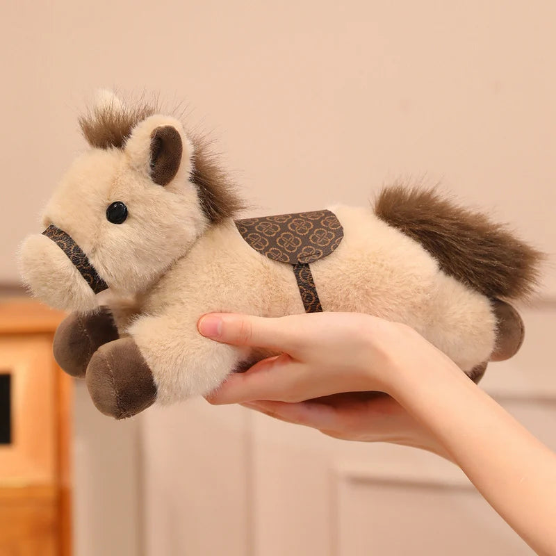New Arrival Cute Saddle Pony Plushies Stuffed Animal Brown Horse Racehorse Soft Toys Birthday Xmas New Year Gift