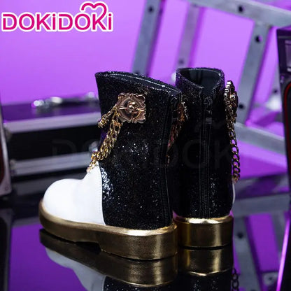 Miraa Cosplay Shoes Anime DokiDoki Girls Cosplay Black White Boots Miraa Golden Stage Performance Shoes
