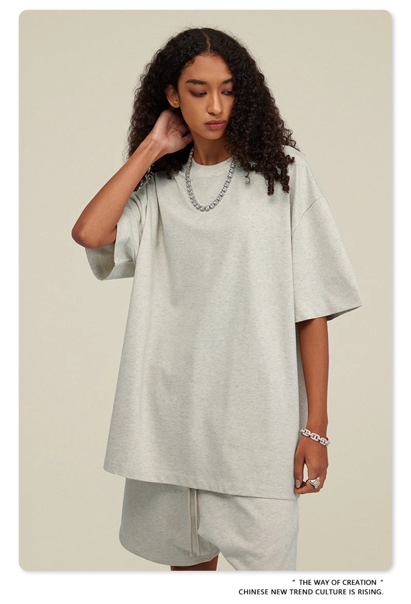 ZODF New 2025 Heavy Weight 305gsm Solid Cotton T Shirts For Men Unisex Summer Oversized Noshrink Basic T-Shirt Brand Tops HY0475