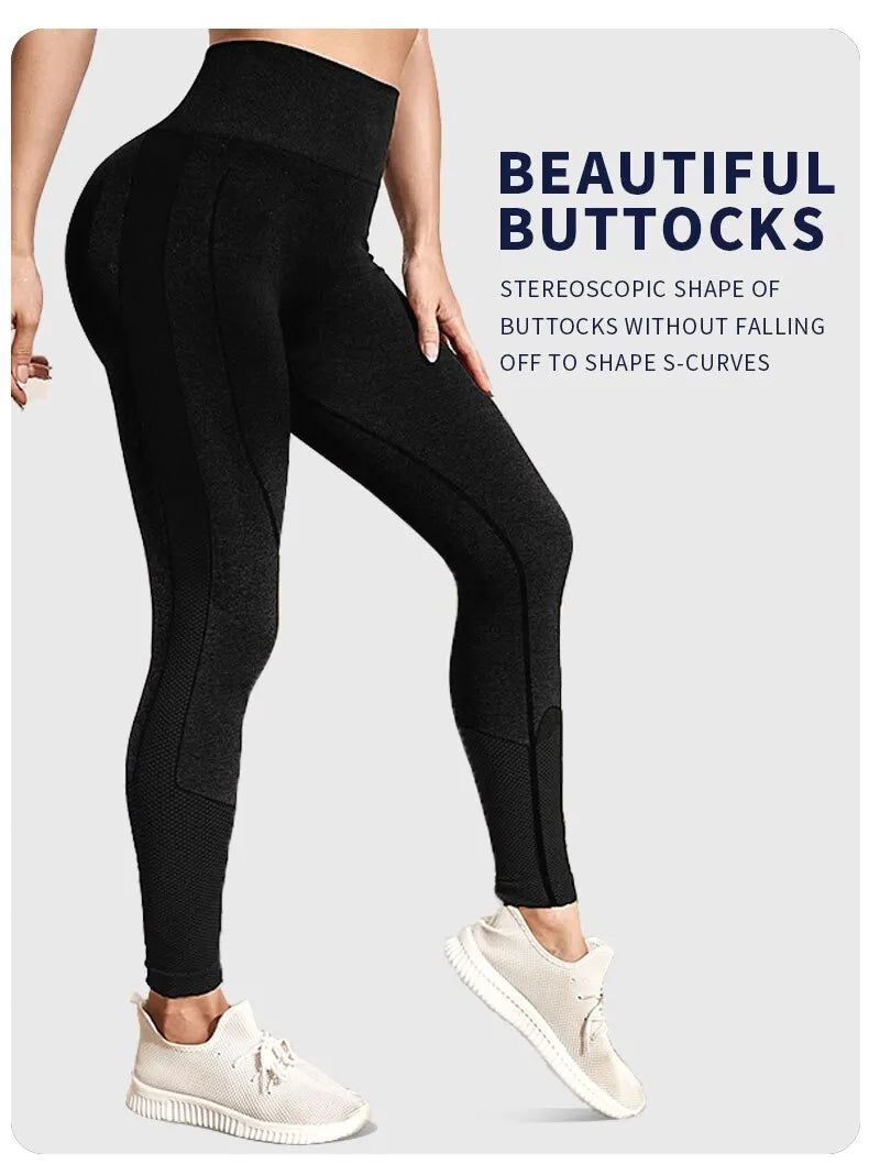 The Codex Seamless Yoga Sport Women’s Push Up Fitness Leggings Ankle-Length Gym Pants - black / M