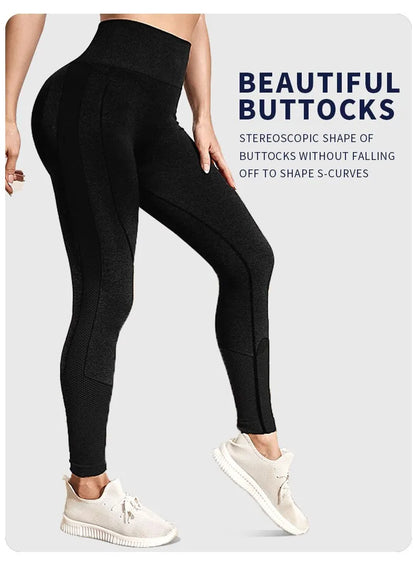The Codex Seamless Yoga Sport Women’s Push Up Fitness Leggings Ankle-Length Gym Pants - black / M