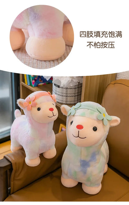 35-45cm Kawaii Fantastic Rainbow Colorful Plush Alpaca Stuffed Animals Doll Decoration Birthday Gifts Soft Pillow Children Gift
