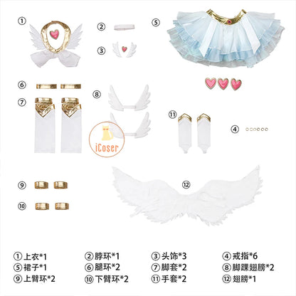 Anime New Panty Stocking with Garterbelt Pantiel Panty Anarchy Cosplay Costume Angel Skirt Wings Halloween for Women Girls Prop