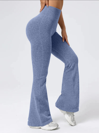 Women’s High-Waist Bell Bottom Pants Sporty Tight Fit Comfortable Elastic Waist Ideal for Exercise and Daily Wear