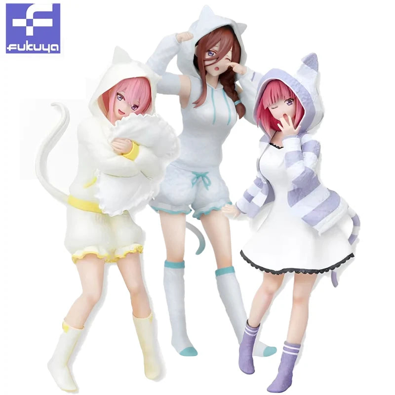 Bandai Fukuya Nakano Ichika Nino Miku Cat Ear Hoodie 19CM PVC Model