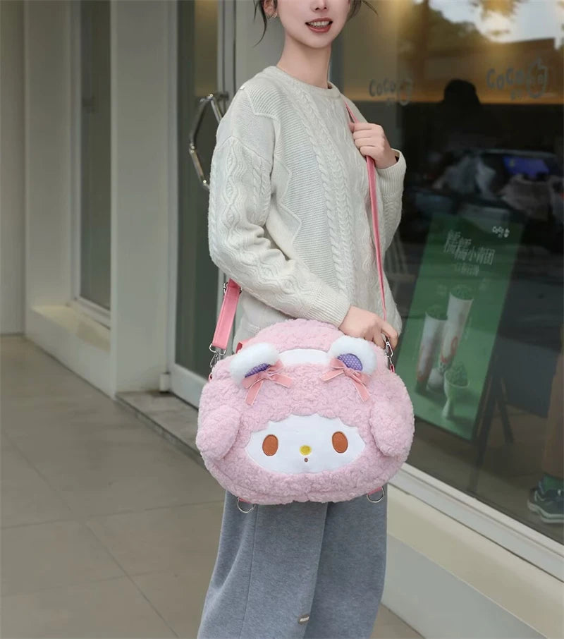 Sanrio Cinnamoroll Shoulder Bag Multipurpose Handbag Kawaii Backpack Messenger Bag Plush Bag My Melody Sweet Piano Lolita Bag