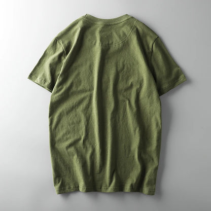 Summer American Retro Short-sleeved O-neck 3D Letter Printed T-shirt Men's Fashion Simple 100% Cotton Washed Casual Sport Tops