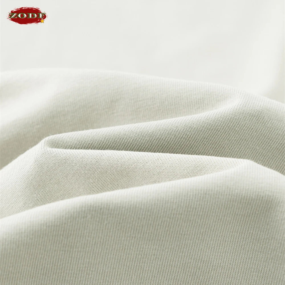 ZODF New 2025 Men Basic Solid 255gsm Cotton T-Shirts Unisex Loose Breathable Comfortable T Shirt Brand Clothes HY0973