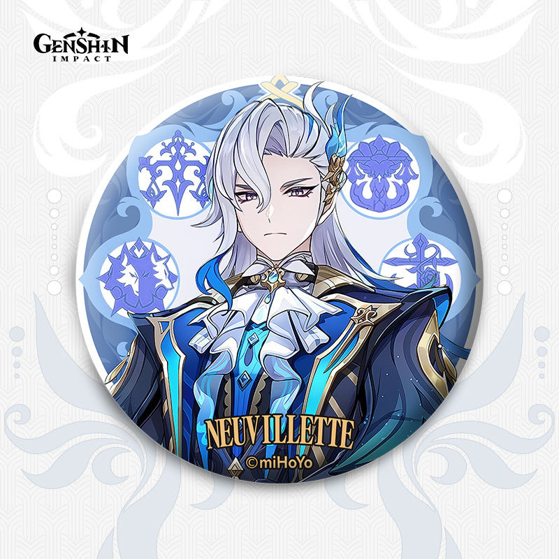 Genshin Impact Fontaine Lynette Lyney Costume Badge Pins Freminet Neuvillette Cosplay Wriothesley Backpack Brooches Kids Gifts