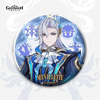 Genshin Impact Fontaine Lynette Lyney Costume Badge Pins Freminet Neuvillette Cosplay Wriothesley Backpack Brooches Kids Gifts