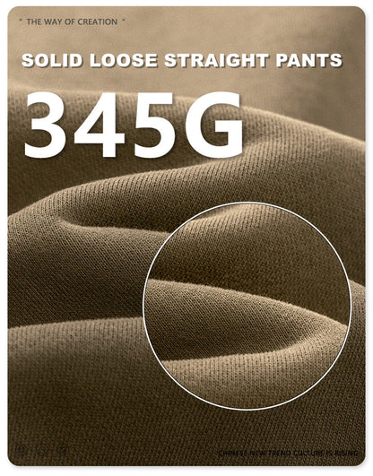 ZODF 345gsm Fleece Straight Pants for Men Unisex Loose Comfortable Sport Trousers Autumn Winter HY0864