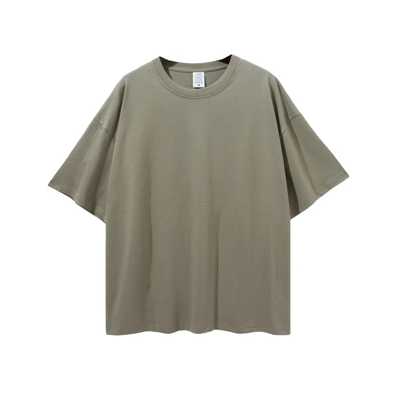 ZODF Trendy 2025 Men Basic Solid Cotton T-Shirts Unisex Male 190gsm Summer Loose Comfortable Soft Tees Shirt Streetwears HY0040