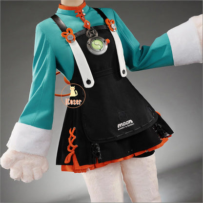 Zenless Zone Zero Zhao Cosplay Costume Wig Dress Uniform Tail Earrings Headwear Rabbit Ear Halloween Party for Women Girls Props