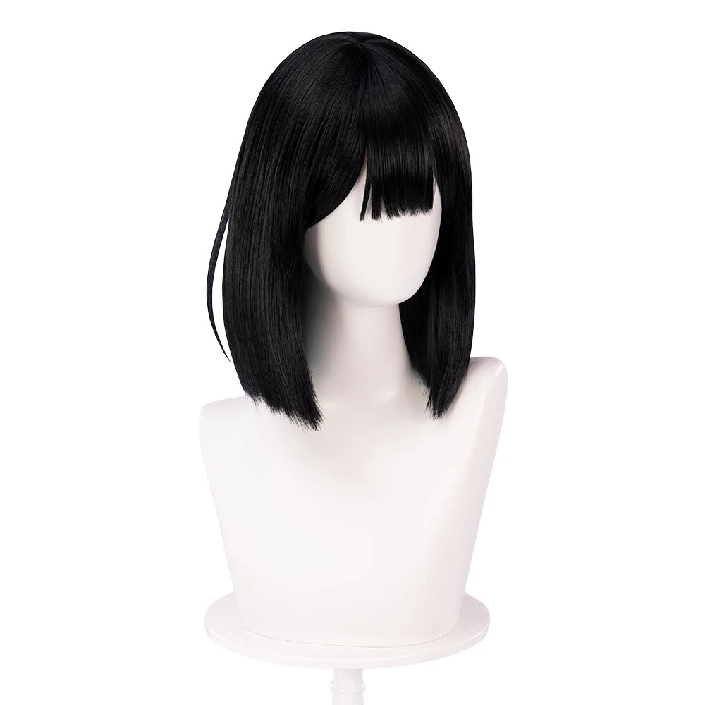 IN STOCK SUA Wig Anime Cosplay Wig Alien Stage DokiDoki Women 35cm Black Short Hair Ear Clips Heat Resiatant Hair Free Wig Cap