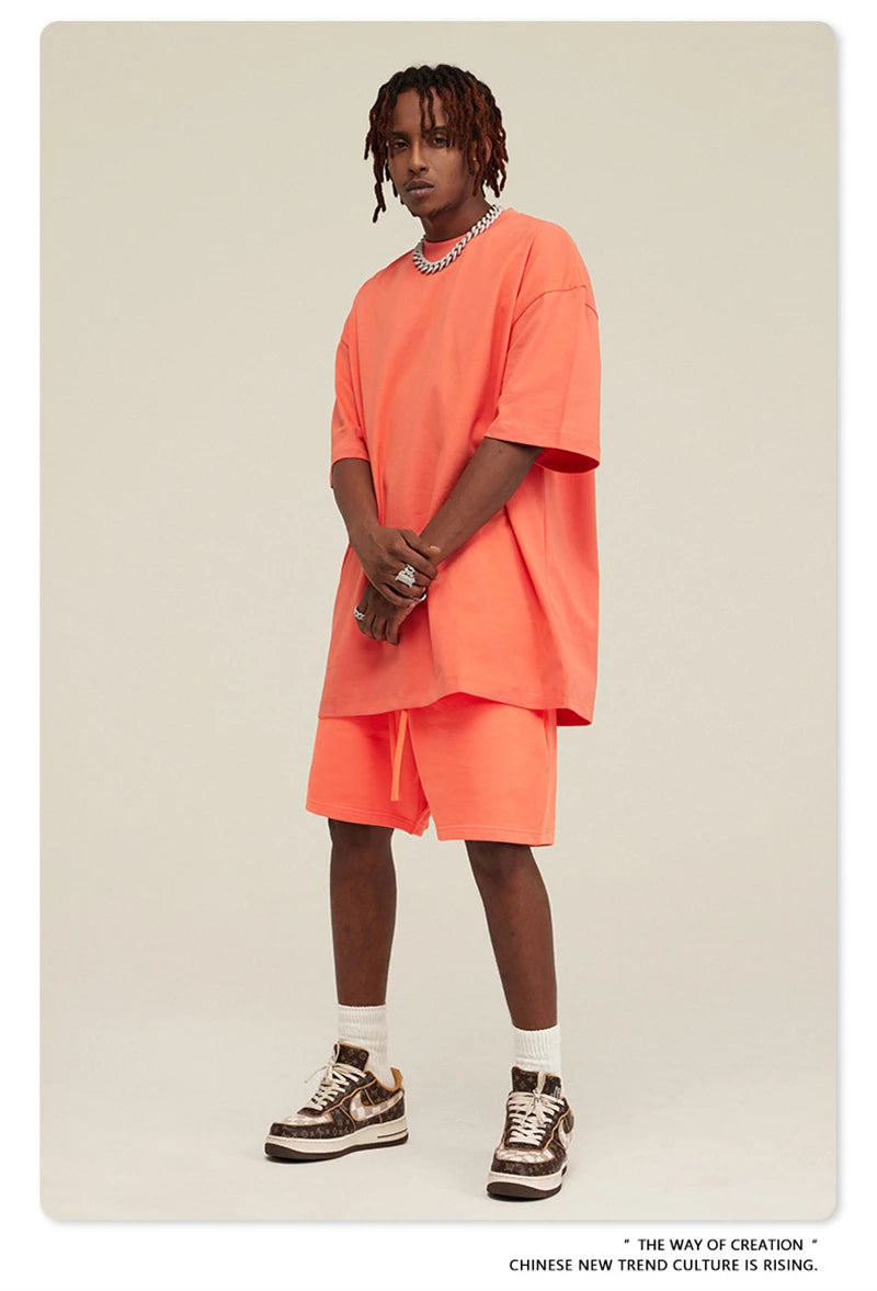 ZODF New 2025 Heavy Weight 305gsm Solid Cotton T Shirts For Men Unisex Summer Oversized Noshrink Basic T-Shirt Brand Tops HY0475