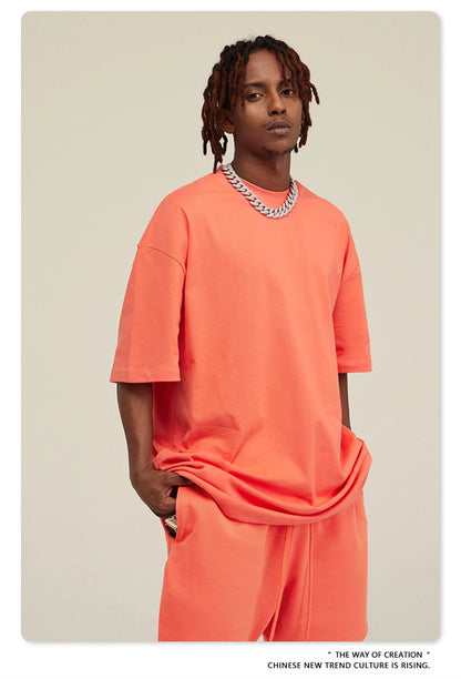 ZODF New 2025 Heavy Weight 305gsm Solid Cotton T Shirts For Men Unisex Summer Oversized Noshrink Basic T-Shirt Brand Tops HY0475