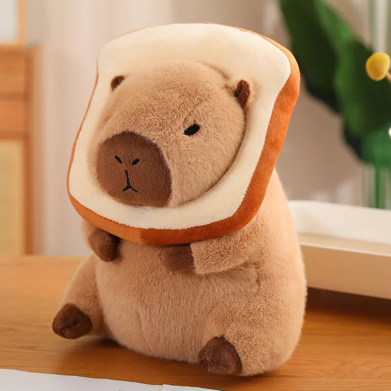 Cute Stuffed Capybara Plush Toy Holding Boba Tea – Kawaii Plushies Cosplay Gift for Girls - 30cm Toast / 28-30cm