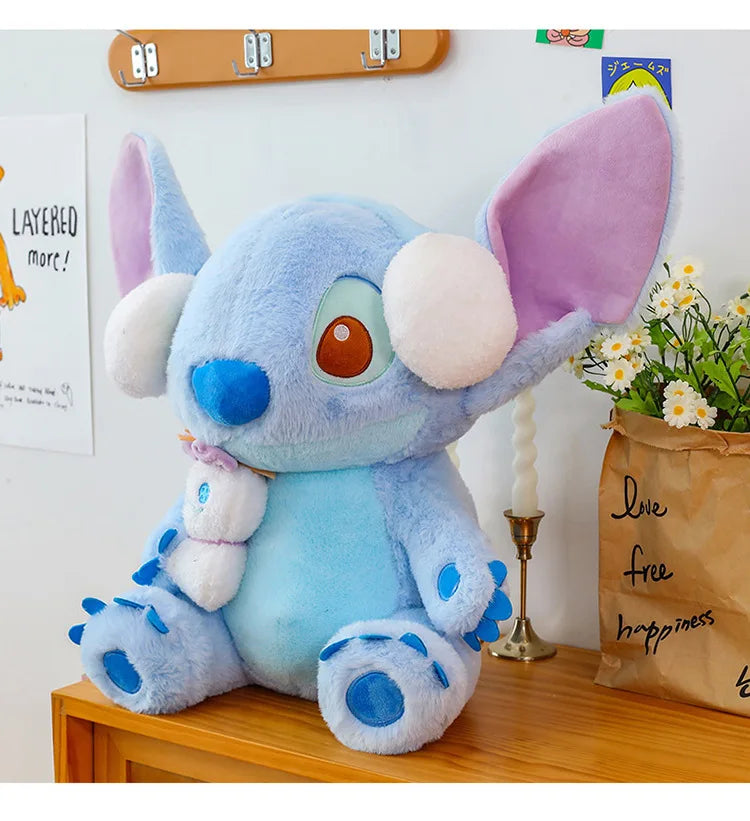 60/80/100cm Super Big Size Stitch Winter Disney Kawaii Anime Plush Stuffed Doll Cartoon Plushies Children's Pillow Holiday Gift