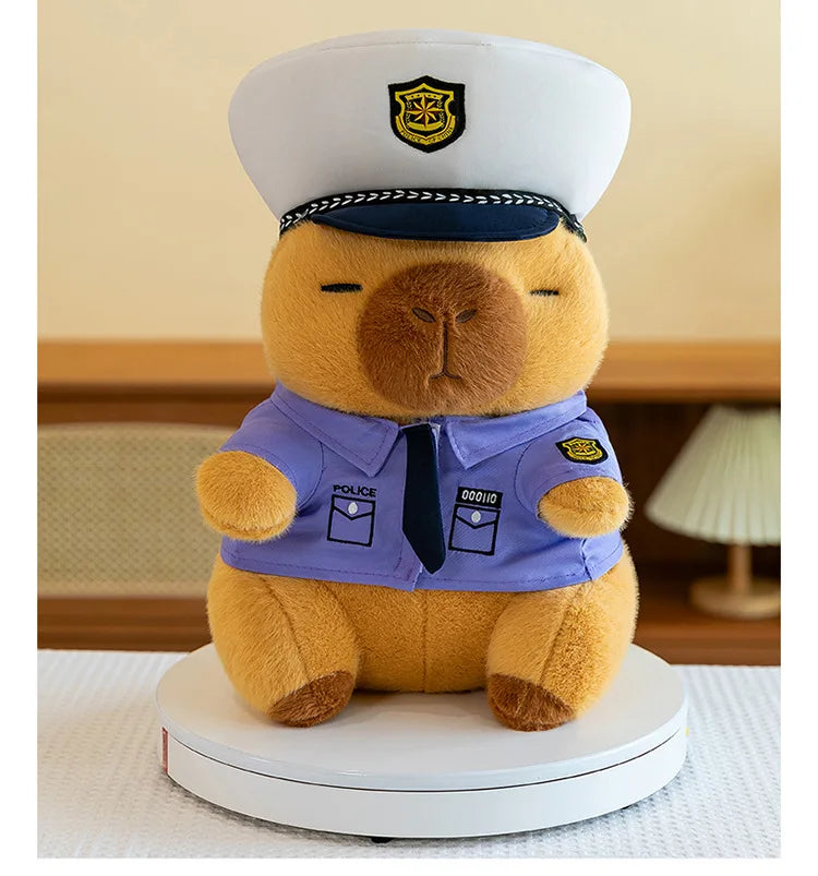 New Kawaii 50cm Plush Toy Capybara Police Stuffed Animal Pillow Cute Plush Doll for Kids Birthday Christmas Gift