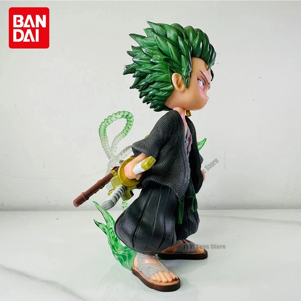 New One Piece Anime Figure Q-version Roronoa Zoro Model Ornaments Action Figures Collection Model Doll Toy Kid Gift