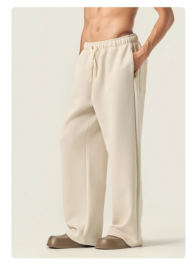 ZODF Casual 350gsm Fleece Unisex Loose Fit Wide Leg Straight Pants Warm Sport Trousers Winter HY0037