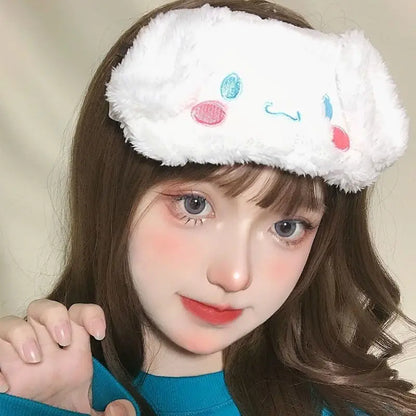 New Kawaii Sanrio Cinnamoroll Plush Eye Mask Anime Cinnamoroll Blackout Eye Mask Lunch Break Sleep Ladies Eye Protection
