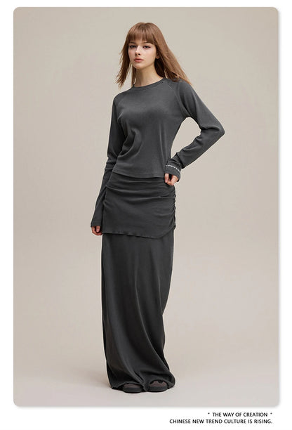 ZODF Sexy Autumn Washed 275gsm Full Sleeve T Shirt For Women Ladies Girls Slim Fit Distressed T-Shirts Tops HY1145