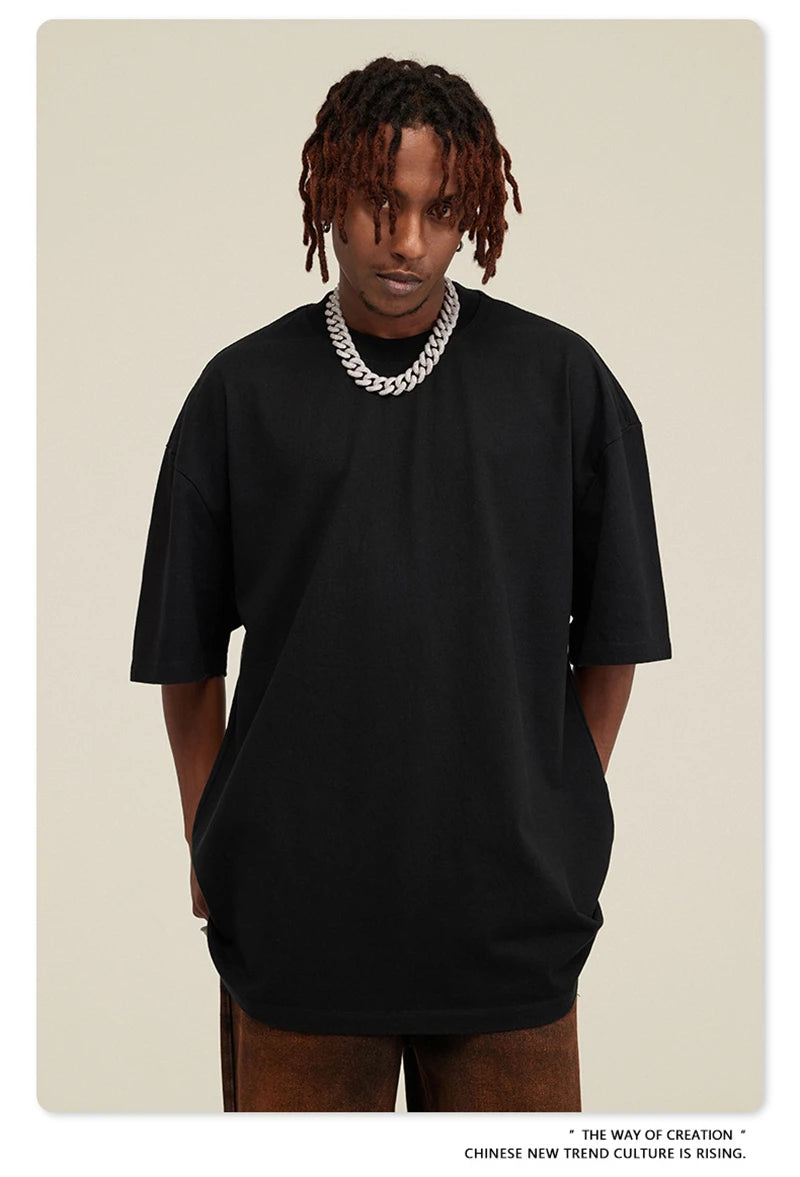 ZODF New Summer Men Washed Batik Cotton T Shirts Unisex American Retro High Street 270gsm Short Sleeve Tees Streetwear HY0489