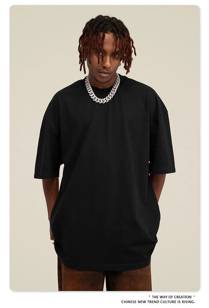 ZODF New Summer Men Washed Batik Cotton T Shirts Unisex American Retro High Street 270gsm Short Sleeve Tees Streetwear HY0489