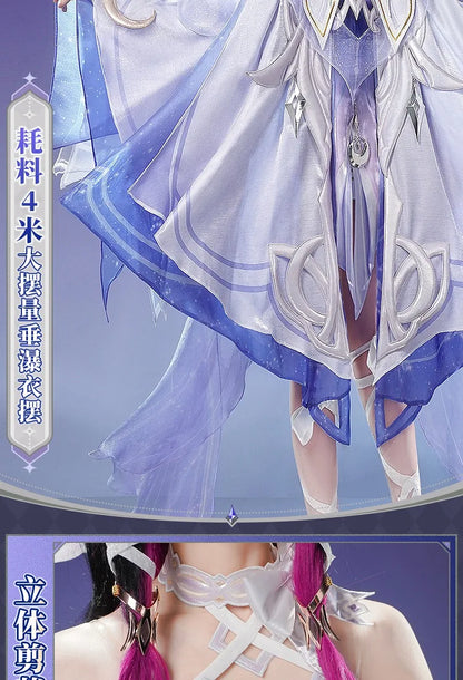 Genshin Impact Columbina Cosplay Costume Wig The Damselette Dress Eye Mask Headwear Metal Props Eleven Fatui Harbingers Women